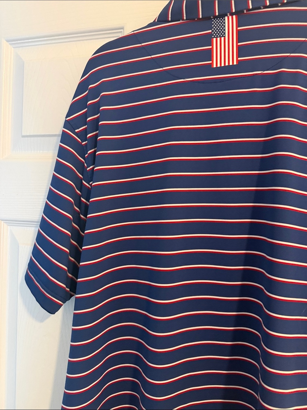 Rhoback Navy Polo with White and Red Stripes - Picture 9 of 11